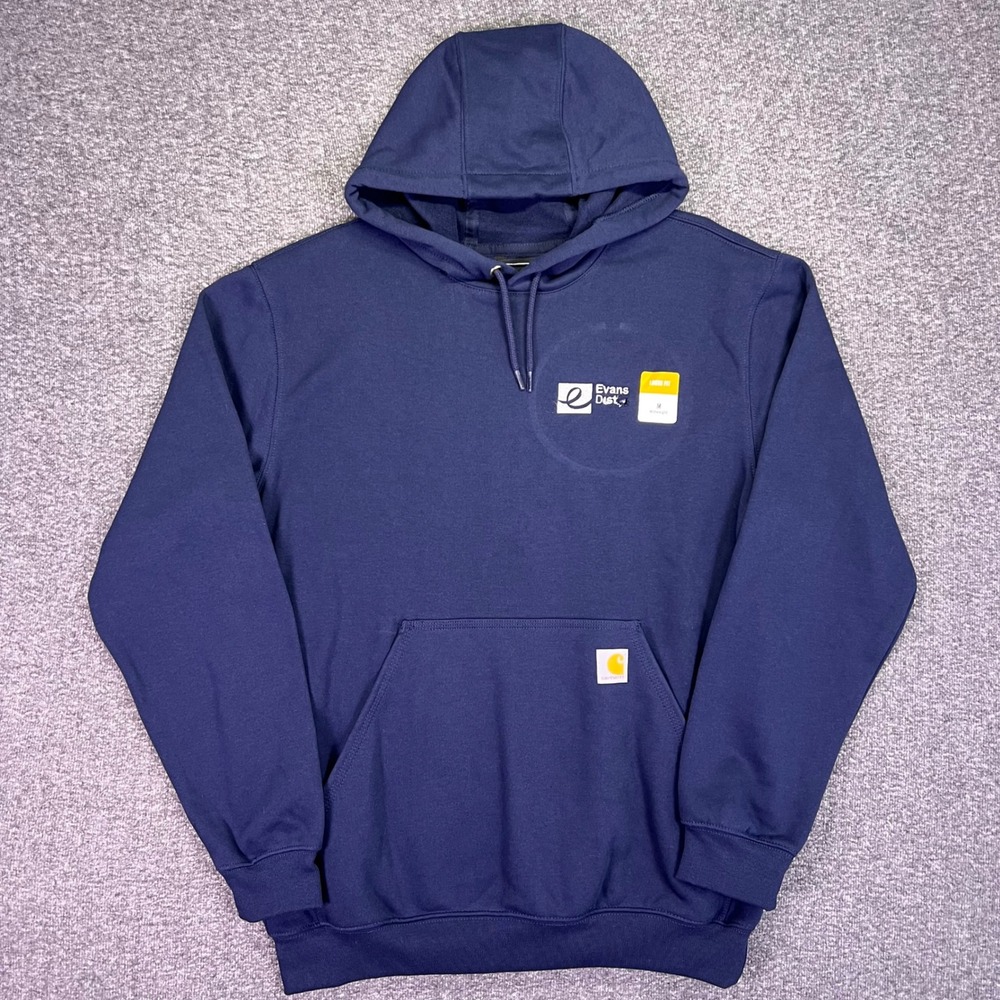 Carhartt Hoodie Mens M Navy Blue Loose Fit Midweight Workwear K121-472 Flaw